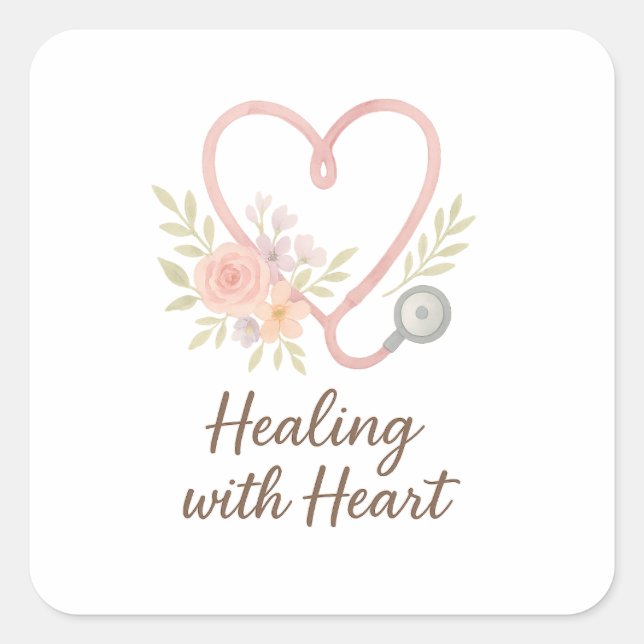 Healing with Heart Square Sticker (Front)