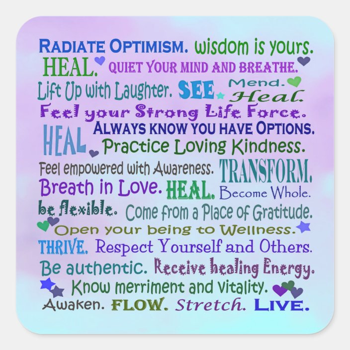 healing-words-art-collage-square-sticker-zazzle