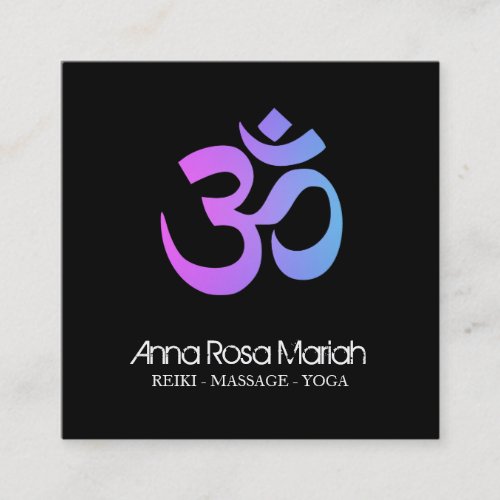   Healing Yoga Energy Healer Aum Om Symbol Square Business Card