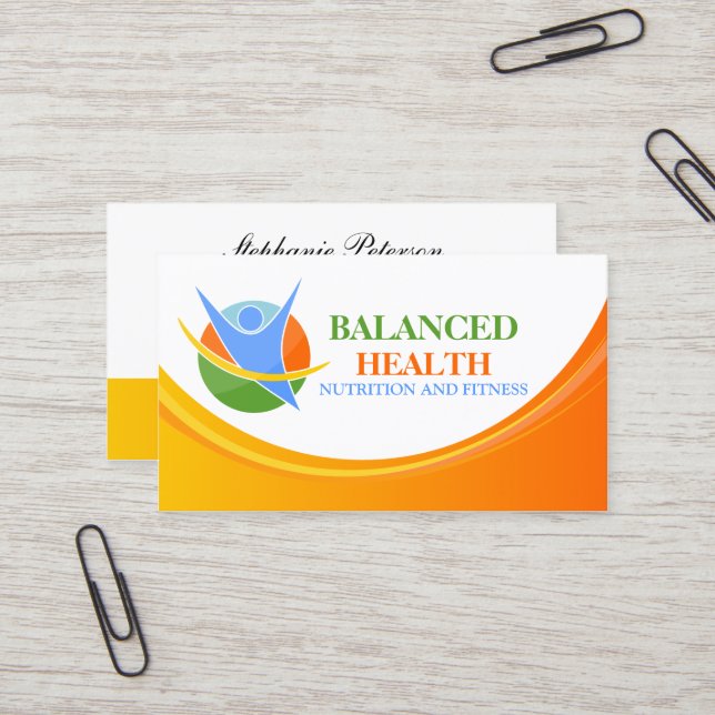 Health and Nutrition Coach Business Card (Front/Back In Situ)