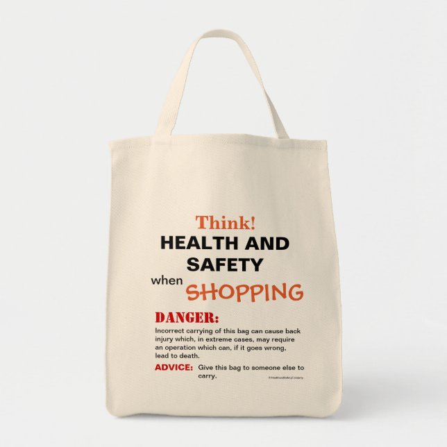 Health and Safety Funny Sign Gift Idea Tote Bag (Front)