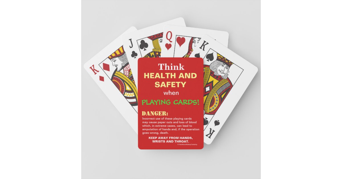Health and Safety Funny Sign Joke Gift Idea Playing Cards | Zazzle