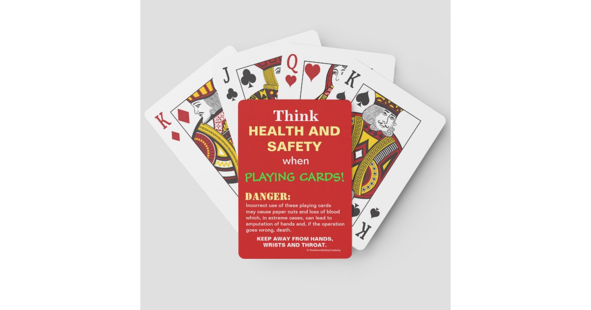 Health and Safety Funny Sign Joke Gift Idea Playing Cards | Zazzle Health and Safety Funny Sign Joke Gift Idea Playing Cards | Zazzle