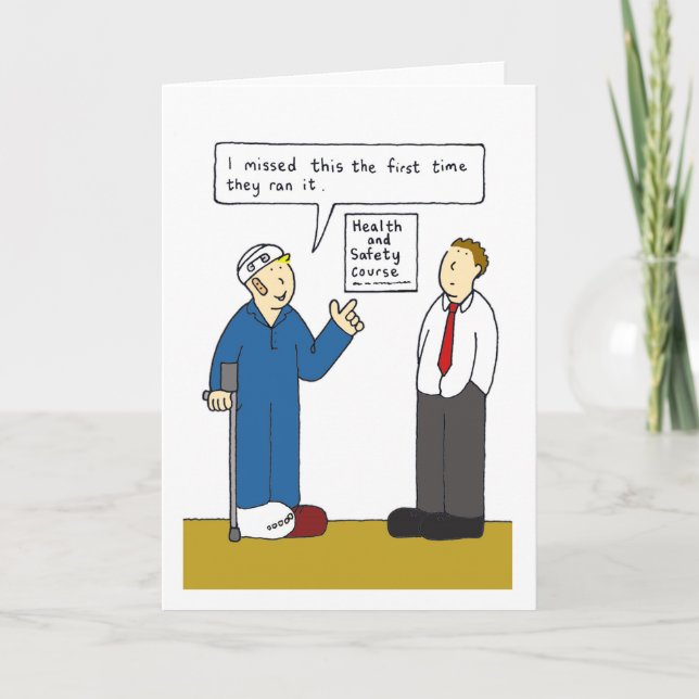 Health and Safety Humor Cartoon Card (Front)
