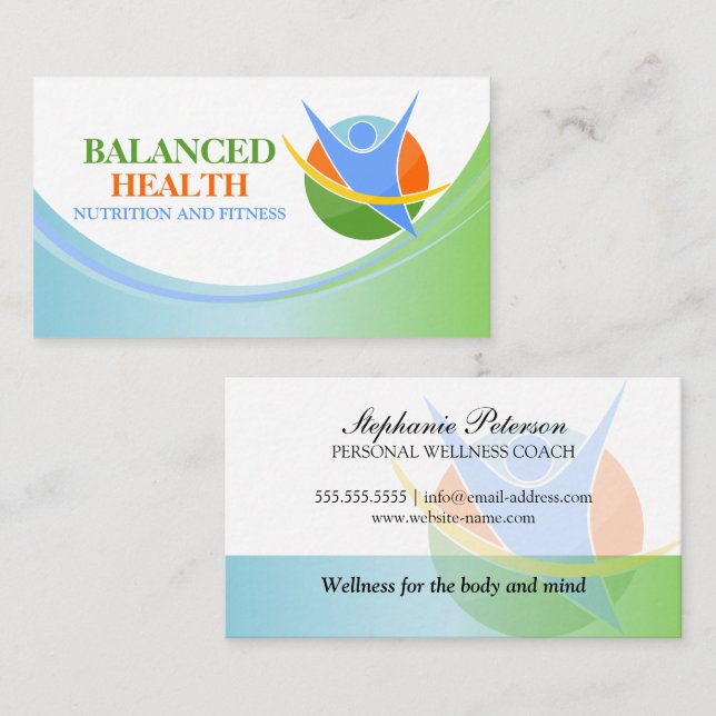 Health and Wellness Coach Business Card (Front/Back)