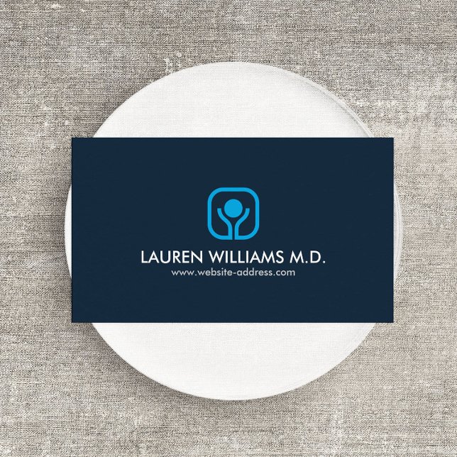 Health and Wellness Logo on Blue Business Card (Creator Uploaded)