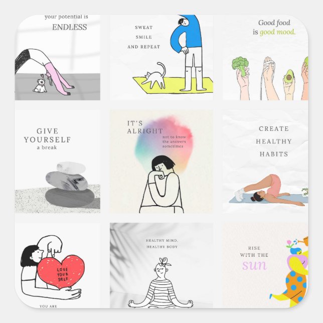 Health and wellness  square sticker (Front)