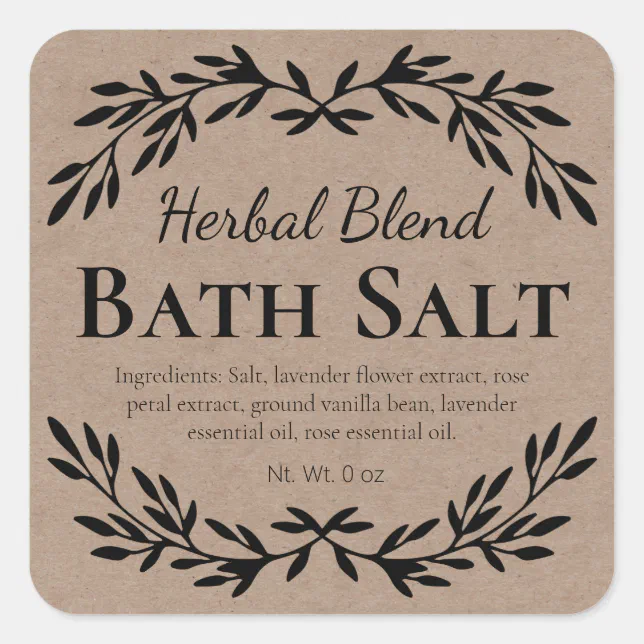 Health And Wellness Styled DIY Bath Salt Labels Zazzle