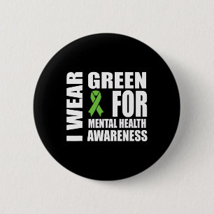 Health Awareness Green Ribbon Support Button