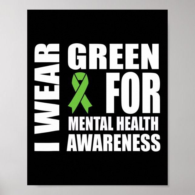 Health Awareness Green Ribbon Support  Poster (Front)