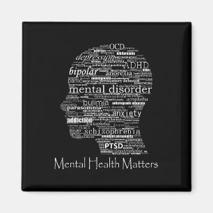 Health Awareness Head Words Mental Disorder Magnet