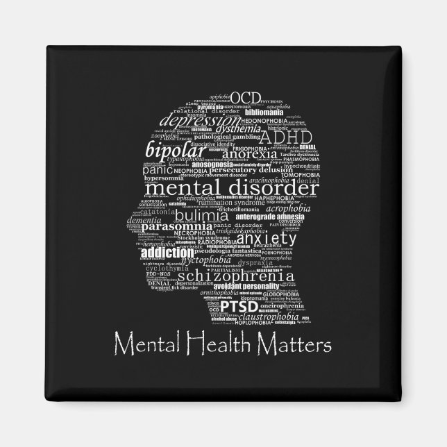 Health Awareness Head Words Mental Disorder  Magnet (Front)