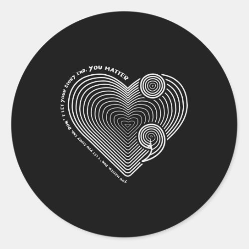 Health Awareness Heart Semi_colon Anti Suicide  Classic Round Sticker