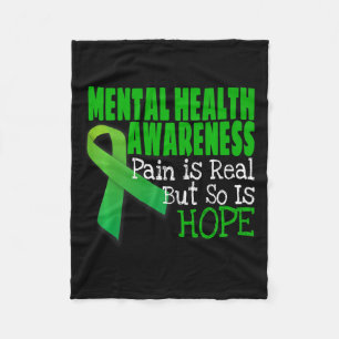 Health Awareness Mental Health Ribbon  Fleece Blanket