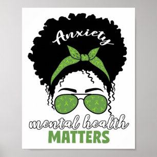 Health Awareness Messy Bun Mental Health Problems Poster