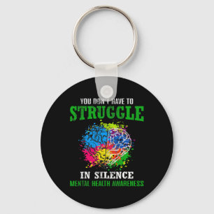 Health Awareness Month Fight Stigma Mental Disease Keychain