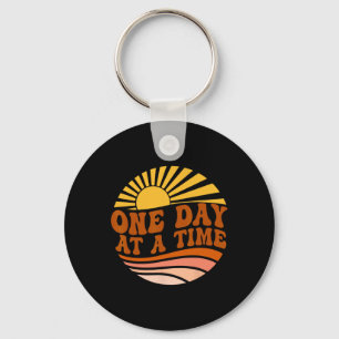 Health Awareness One Day At A Time Retro Sunshine  Keychain