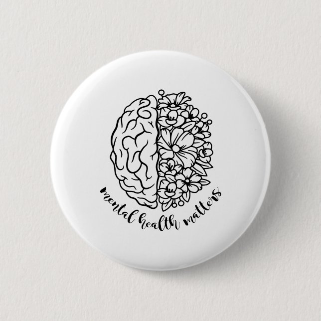 Health Awareness Problems Flowers Human Brain Illn Button (Front)