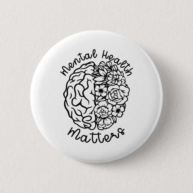 Health Awareness Problems Flowers Human Brain Illn Button (Front)