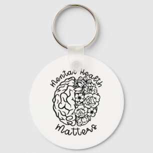 Health Awareness Problems Flowers Human Brain Illn Keychain