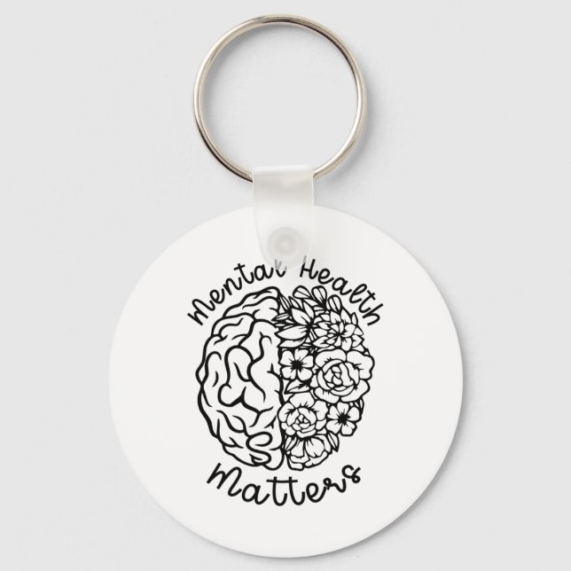Health Awareness Problems Flowers Human Brain Illn Keychain (Front)