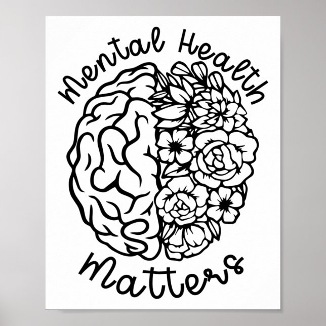 Health Awareness Problems Flowers Human Brain Illn Poster (Front)