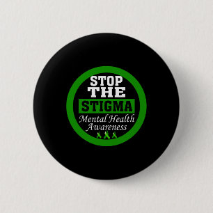 Health Awareness Stop The Stigma Green Ribbon Button