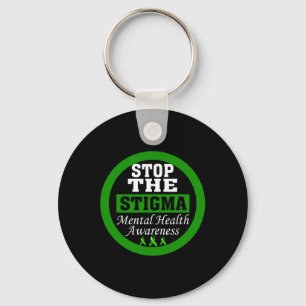 Health Awareness Stop The Stigma Green Ribbon  Keychain