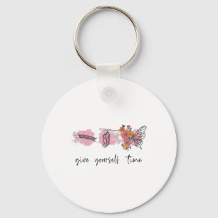 Health Awareness Tee Give Yourself Time Butterly  Keychain