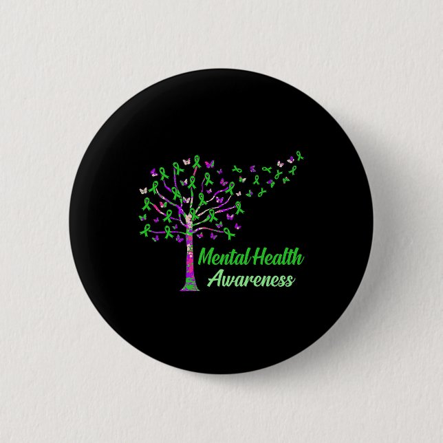 Health Awareness Tree Ribbons Supporter Graphic  Button (Front)