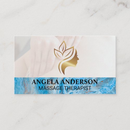 Health Beauty Massage  Blue Marble Business Card