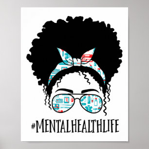 Health Black Afro Messy Bun Crew African American Poster