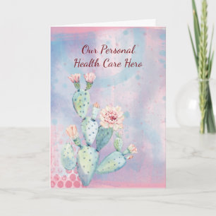 Health Care Hero Thank You Watercolor Cactus Card