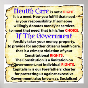 Health Care Is Not A Right! Poster