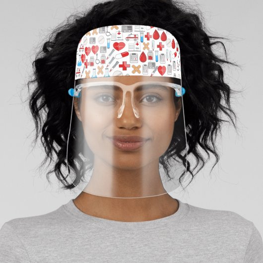 Health Care Nurses Doctor Hospital Pattern Face Shield (Insitu)