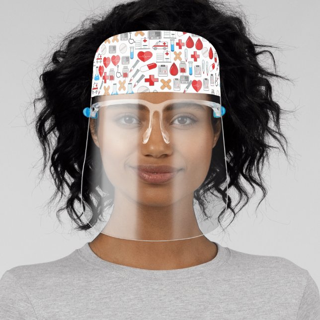 Health Care Nurses Doctor Hospital Pattern Face Shield (Insitu)