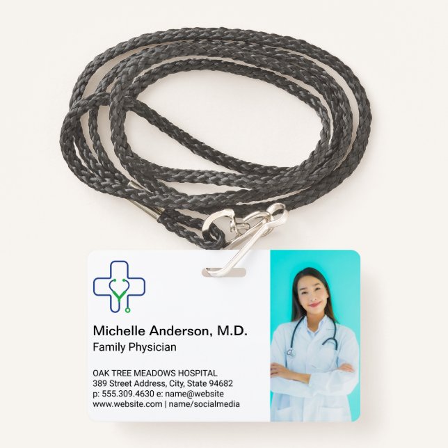 Health Care Worker | Medical Doctor Template Badge (Front with Lanyard)