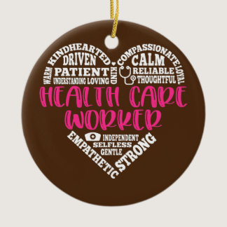 Health Care Worker Words Heart RN Nurse Life Ceramic Ornament
