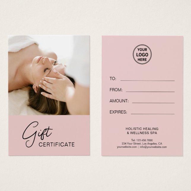 Health Coach Holistic Therapist Gift Certificate (Front & Back)