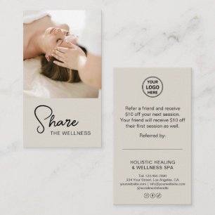 Health Coach Holistic Therapist Neutral Beige Referral Card