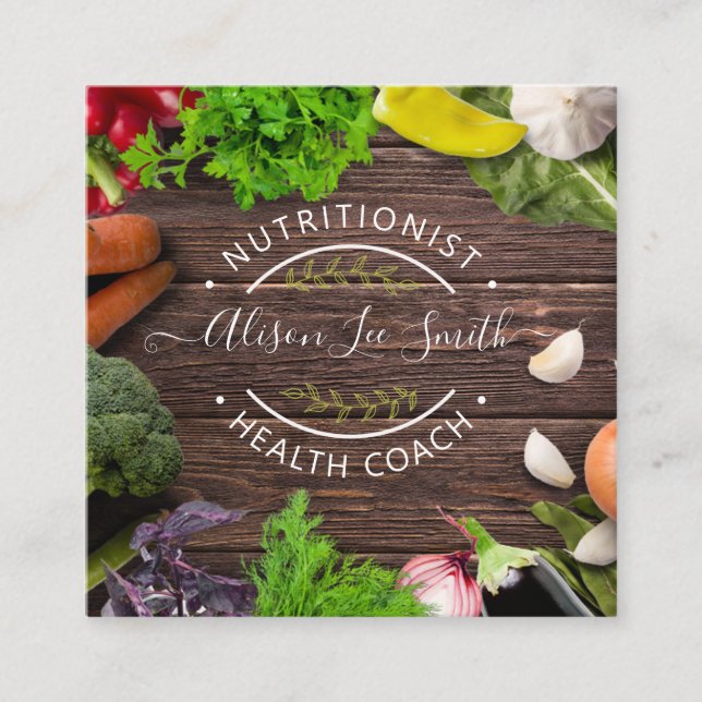 Health Coach Nutritionist Square Business Card (Front)