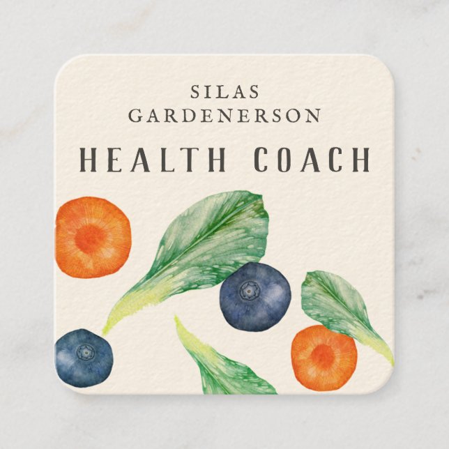 Health Coach  square business card (Front)