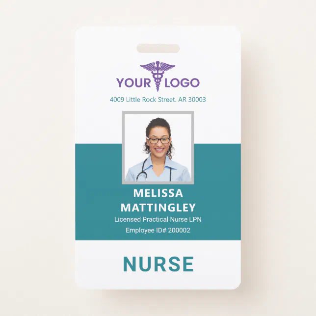 Health Company Logo Employees and Photo ID Badge | Zazzle