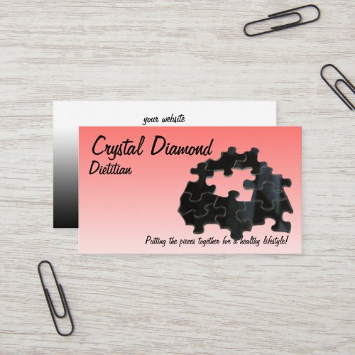 Health Concept Puzzle Piece Coral Ombre Template Business Card