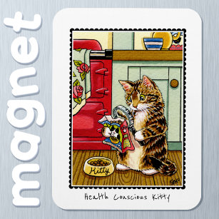 Health Conscious Kitty Cat Funny Custom Magnet