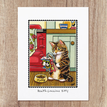 Health Conscious Kitty Cat Funny Custom Postcard