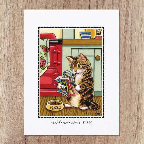 Health Conscious Kitty Cat Funny Custom Postcard