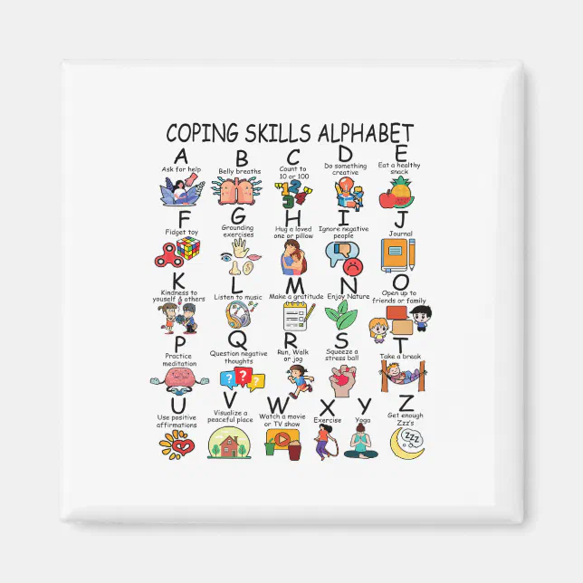 Health Coping Skills Alphabet School Teacher Kids Magnet | Zazzle