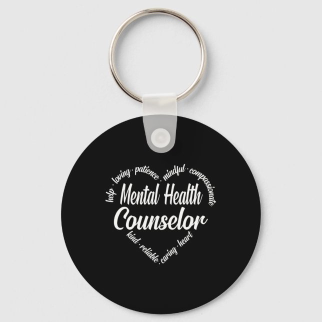 Health Counselor Heart Word Cloud  Keychain (Front)