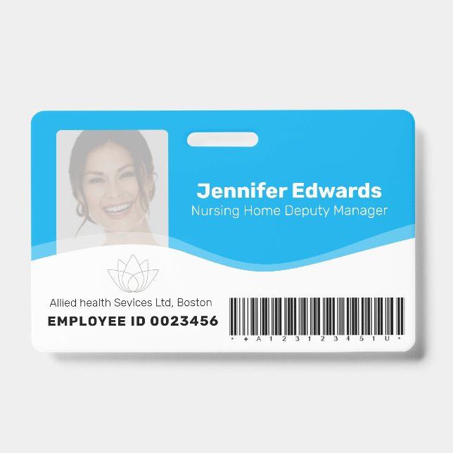 Health essential workers identification photo ID Badge (Front)